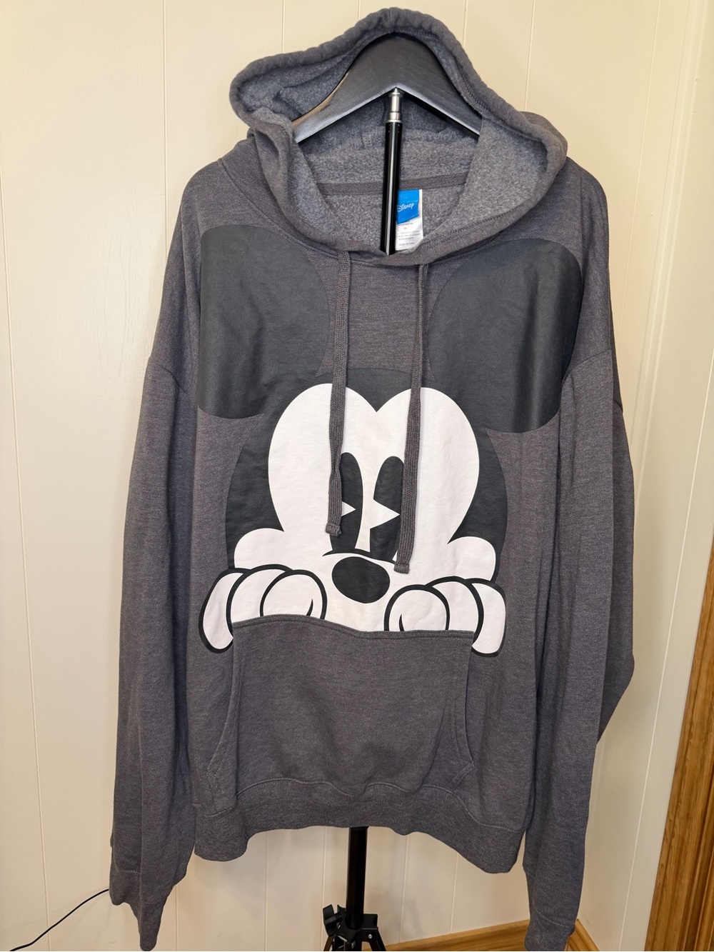 Disney Men/Women Dark Gray Mickey Peeking Crewneck Sweatshirt Hoodie